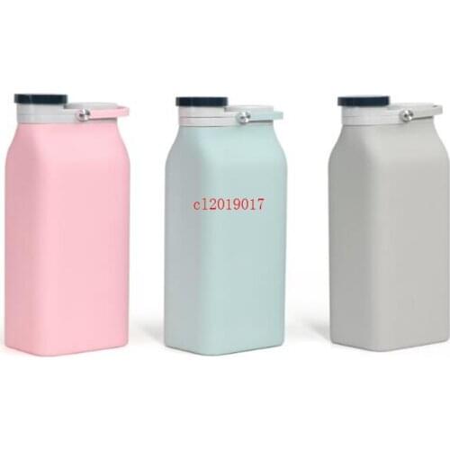 600ML Portable Collapsible Milk Bottle with Lid Foldable Drinking Water Bottle Large Capacity Outdoor Silicone Folding Water Bot