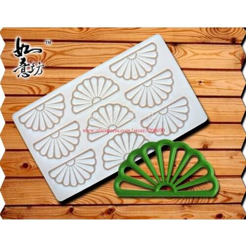 9cavity Hollow flower fan shape Silicone baking mold chocolate mold decorating for fondant cake cupcake tools