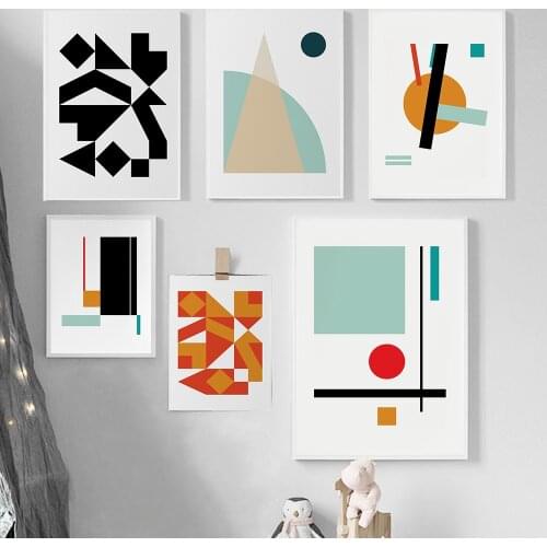 Abstract Geometry Poster Circle Triangle Line Cross Print Wall Art Abstract Canvas Painting Modern Room Decoration Picture