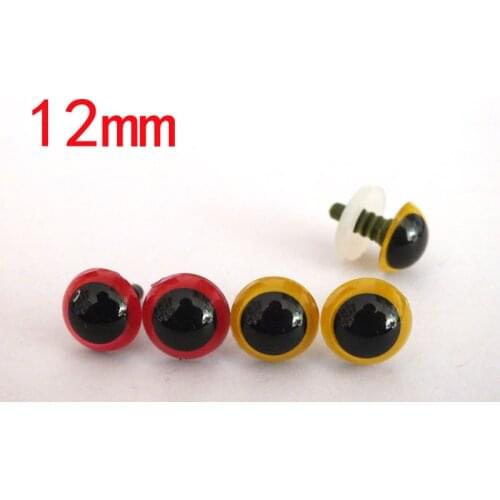 Free ship!!red and yellow 2color 20pairs 12mm colorfull safety eyes