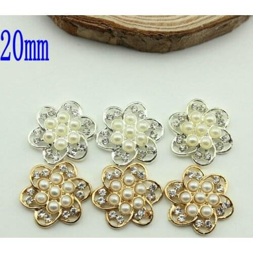 Free Shipping Wholesale 20mm Flat Back Rhinestone Button For Hair Flower Wedding Invitation 40pcs/lot BHP18019