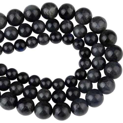 Chanfar High Quality Natural Black Labradory Stone Round Beads For Jewelry Making DIY Bracelet Necklace 8/10mm Strand