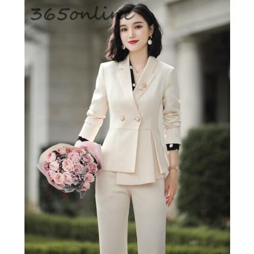 Formal Business Suits Women Office Work Wear Blazers Set with Pants and Jackets Coat for Ladies Office Work Wear Autumn Winter