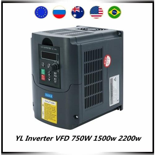 YL Inverter VFD 0.75kw 750W 1.5kw 1500w 2.2kw 2200w 0-600hz single input 3 phase output speed controller for 3 phase motor