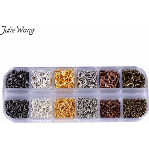 Julie Wang 970pcs Open Jump Ring Lobster Clasp 6 Color Mixed Jewelry Accessory Handmade Findings Storage Box For Free