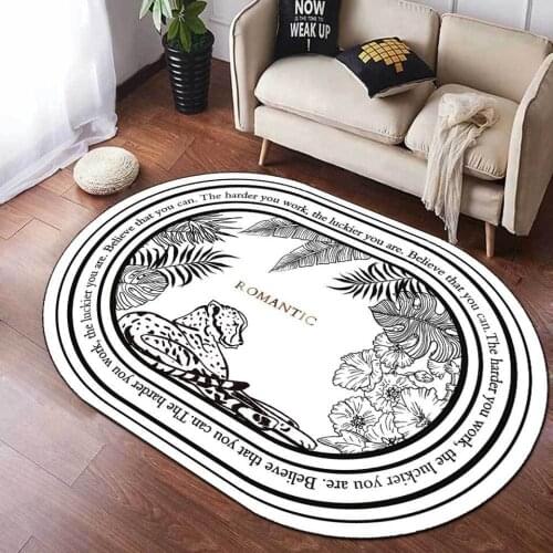 Carpets For Living Room Modern Nordic Birds Flower Leopard Area Rug Black And White Corridor Bathroom Toilet Oval Floor Door Mat