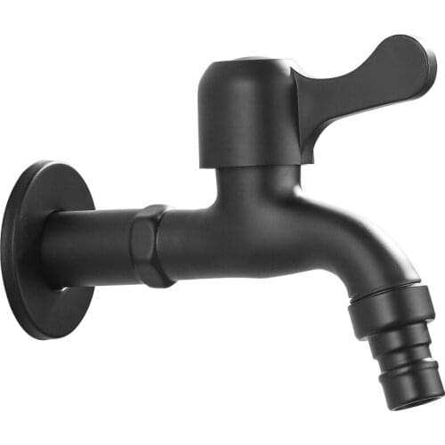 Washing Machine Faucet Single Cold Wall Mounted Bibcock Outdoor Garden Mop Pool 304 Stainless Steel Small Tap Black G1/2 & G3/4