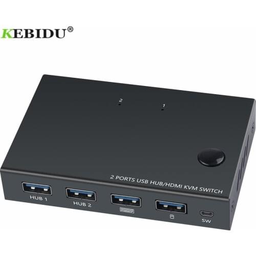 KEBIDU HDMI-compatible KVM Switch 2 Port 4K USB Switch KVM Switcher Splitter Box for Sharing Printer Keyboard Mouse KVM Switch