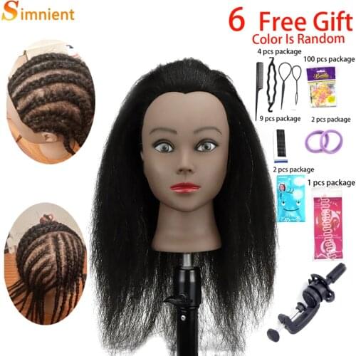 Afro Mannequin Head Real Hair for Braiding Cornrow Practice Head Training Mannequin Dummy Heads Professional Styling Hairstyles