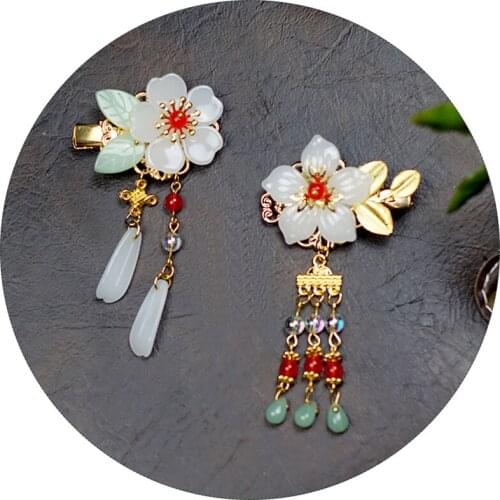 2 pcs Fashion cherry blossom Bride Wedding Hair Jewelry Original Vintage Flower Handmade Hanfu Hair Accessories