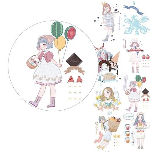 Cartoon Washi Tape Cute Food Delivery Girl Kawaii Tapes New Arrival 2020
