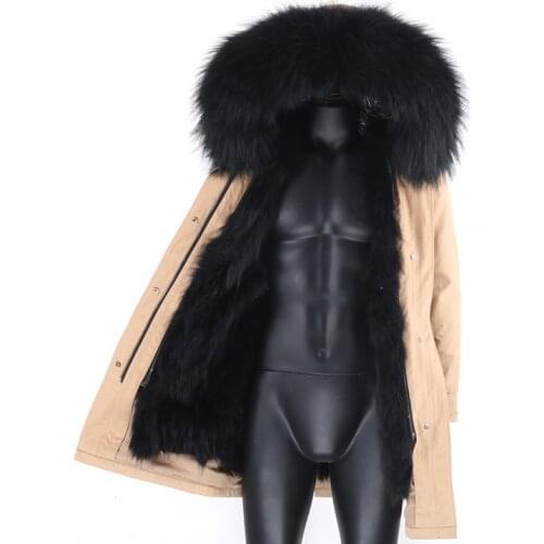2021 Mens Parka Real Racoon Fur Coat For Men Raccoon Fur Lining 7XL Raccoon Fur Collar New Winter Warm Fashion Real Fur Parkas