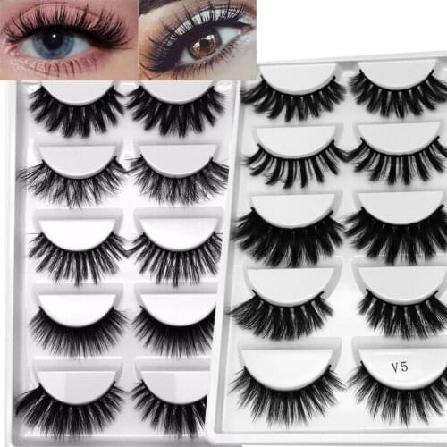 NEW 5Pairs Multi pack 3D Soft Mink Hair False Eyelashes Wispy Fluffy Long Lashes Natural Eye Makeup Faux EyeLashes extension