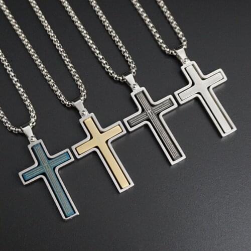 New Fashion Stainless Steel Bible Cross Necklace For Men Women Gold Silver Color Crucifix Necklace Pendant Religion Jewelry Gift
