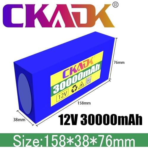 New portable 12V Li ion battery, 100% MAH, DC 30000 V, 30ah Li ion battery with EU 12.6 socket