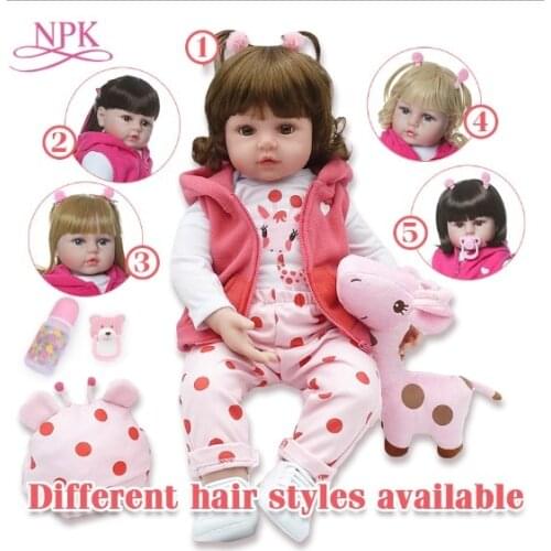 NPKCOLLECTION 48cm boneca reborn silicone reborn baby dolls com corpo de silicone menina baby dolls kids birthday Christmas gift