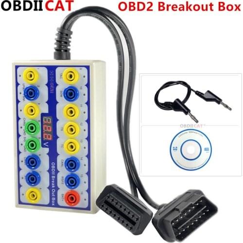 OBDIICAT Newly OBD 2 Break Out Box OBD2 Breakout Box OBD OBDII Protocol Detector Diagnostic Connector For Auto Car