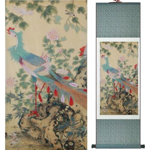 Wholesale price Traditional Birds and flower Painting Spring Ink wash painting silk scroll birds and flower painting