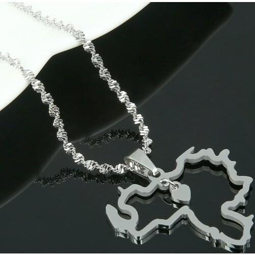 Stainless Steel Silver Color Venezuela Map Pendant Necklace Venezuela Map Chain Jewelry