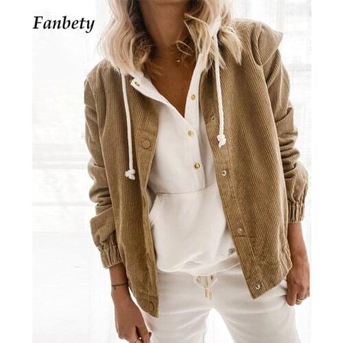 Women Casual Corduroy Ribbed Casual Coat Winter Fashion Solid Long Sleeve Jacket Autumn Harajuku Button Loose Tops Outwear Femme