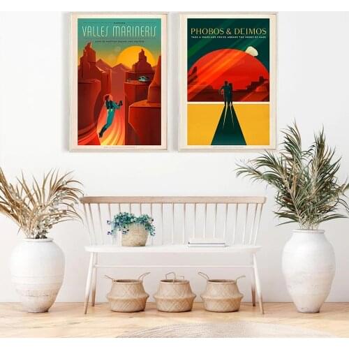 Print Modular Space Travel Universal Planet Mars Picture Canvas Painting Poster For Living Room Home Decor Wall Art No Framework