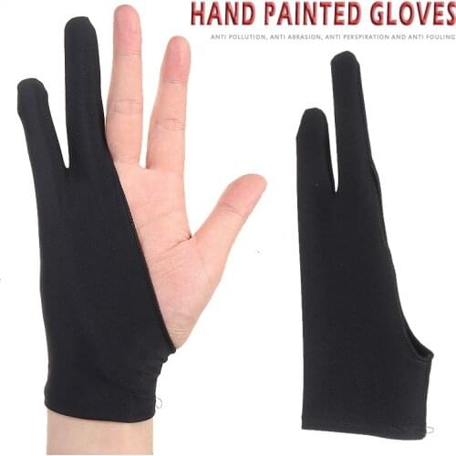 Black Drawing Glove 2 Finger Anti-fouling Glove Artist Hand Drawing Glove For Any Graphics Drawing Tablet Art Supplies Accessory
