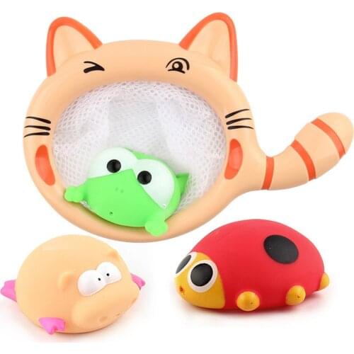 Fishing Play In Pond Plastic Floating Toys Cat Fishing Set Water Spray Animals Bathtub Bathroom Pool For Babies Toddlers Kids
