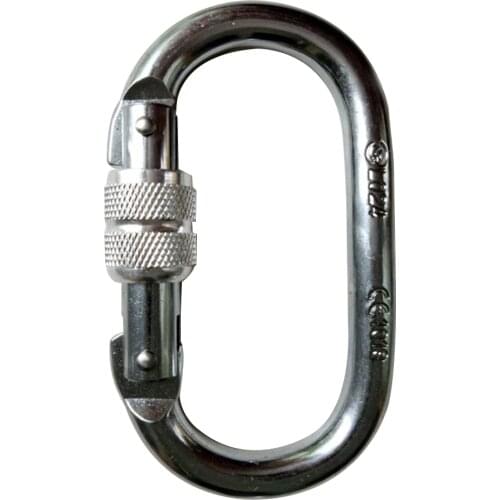 Portable Outdoor Mountaineering Hook Rescue Clip O Shape Screw lock Buckle Carbon Steel 25KN
