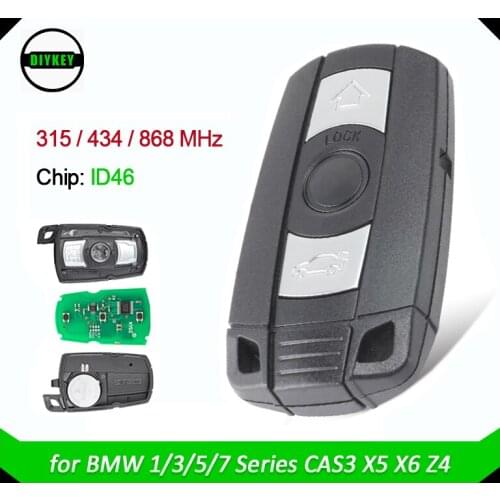 DIYKEY Smart Remote Key 3B 315MHz/ 433MHz / 868MHz for BMW 1/3/5/7 Series CAS3 X5 X6 Z4 With Chip ID46 PCF7945