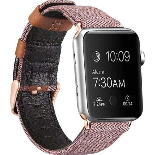Fabric &leather loop strap for apple watch band 42mm 44mm apple watch 6 5 wristband 38 40 iwatch 4/3/2/1 bracelet