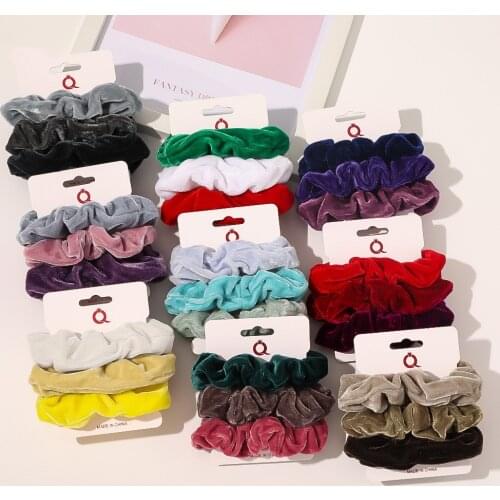 3Pcs/lot New Fashion Solid color Gold velvet circle simple hair ring Elastic Hair Bands Women Girl Accessories Headwear