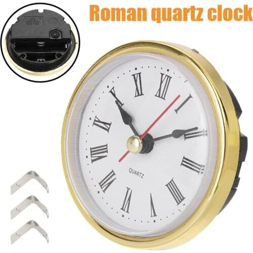 1pc 65mm Numeral Roman Quartz Clock For Home Decorations Movement Insert Roman White Face Gold Trim