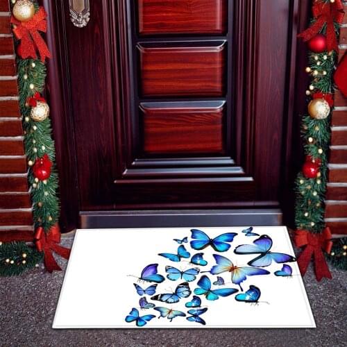 Christmas Butterfly Welcome Mat Bathroom Rug Kitchen Floor Mat For Holiday And Party 1pc Non Slip Doormat Entrance Door Mat