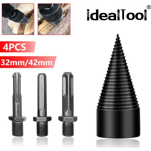 4pcs Removable Firewood Log Splitter Drill Bit Wood Splitter Drill Bits High Speed Twist Drill Bit Wood Drill For Woodworking
