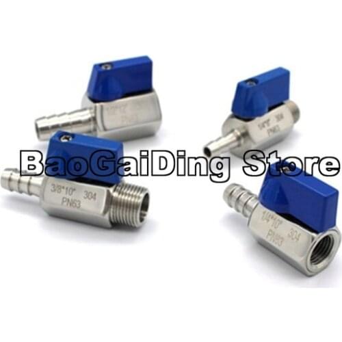 Stainless Steel 304 Mini Pagoda Ball Valve 7mm 8mm 10mm 12mm Female / Male BSP Thread