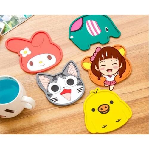1PC Silicone Insulation Pad Cartoon Felt Antiskid Mat Cup Table Mat Bowl Cup Pads Mat Drink Coaster Placemat NX 024