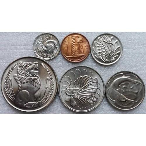 Singapore 1978-1988 Coin 1 Cent-1 Yuan Full Set 6 Pieces Genuine Coins Real Original Coin
