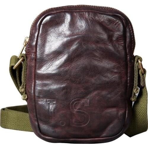 Genuine Leather Men Bag Casual Business Man Shoulder Crossbody Bags Cowhide Large Capacity Top Layer Leather Travel Message Bag