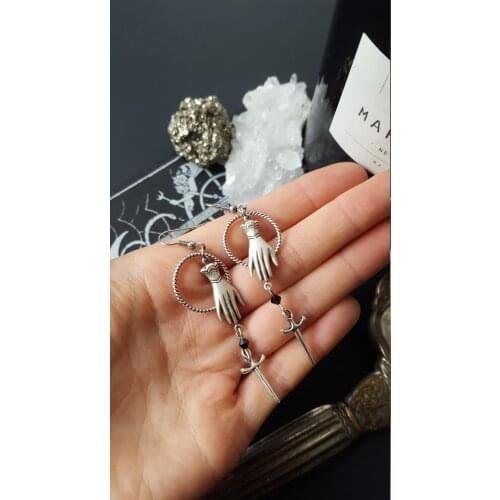 Victorian Hand Dagger Earrings - Gothic, Romantic, Dark, Tradgoth, Witch, Witchy, Vintage Style