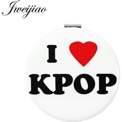 Youhaken I LOVE EXO KPOP Members Round PU Leather Pocket Mirror HIP HOP Photo Printed Folding 1X/2X Magnifying Compact mirror