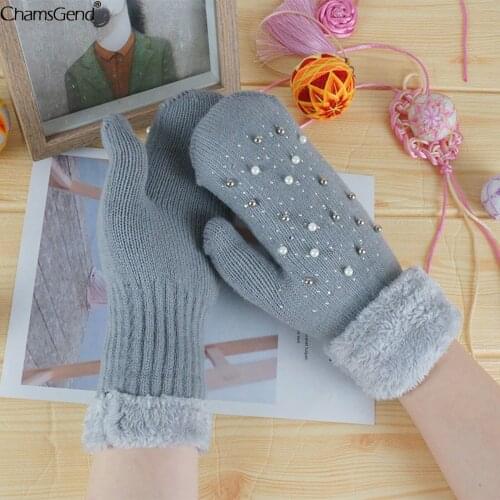 Womens Cashmere Gloves Female Winter Korean Version Of Solid Color All Fingers Winter Women Gloves Girls Mittens Warm Gloves