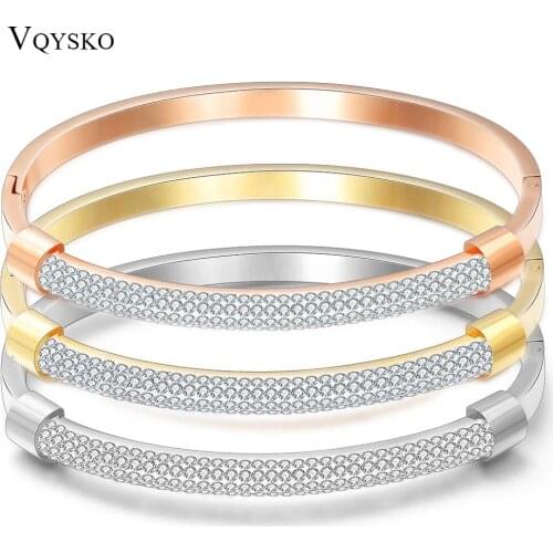Exquisite Crystal Luxury Bangles For Woman High-grade Stainless Steel Korean Gift Bracelet Fashion Accessories Wholesale