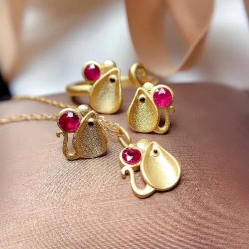 100% Natural Real Ruby jewelry set Natural Real Ruby 925 sterling silver 1pc Ruby pendant,1pc ruby ring,2pcs ruby Earring