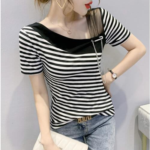 Green T-Shirt Women Summer Korean Style Off Shoulder T shirt Short Sleeve Mesh Spliced Cotton Tops Tee Shirt 2021 Women Clothes