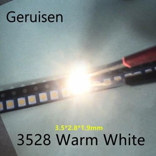 500PCS 1210 SMD SMT 3528 LED Warm white POWER TOP PLCC-2 Lamp Bead SMD Chip for All Kinds of LED Light
