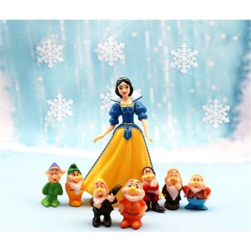 8Pcs/Lot Disney Princess Toys Snow White And The Seven Dwarfs Figure Toy 4-14cm Mini Model Doll For Children birthday Gift