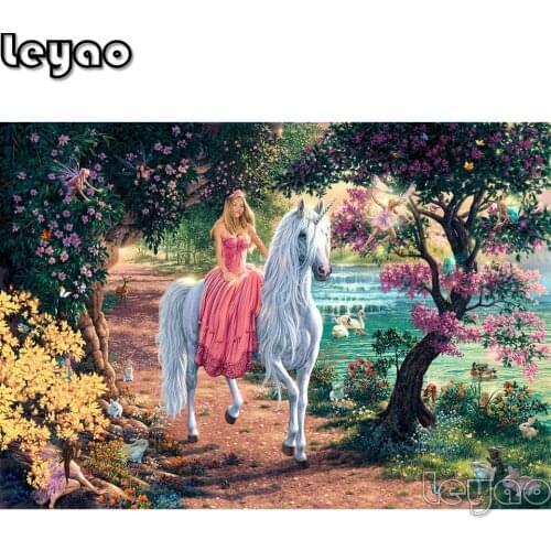 Diamond Painting With Square Rhinestones woman and unicorn Diamond Embroidery Cross Stitch Kit Diamond Mosaic Bead Picture Art