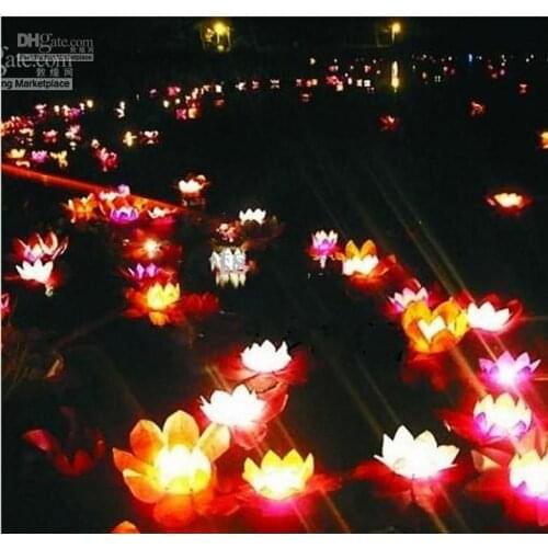 Free shipping 30pcs Lotus lamp Wishing Lotus Light Water lanterns floating water light candle light for Festive&Party Supplies
