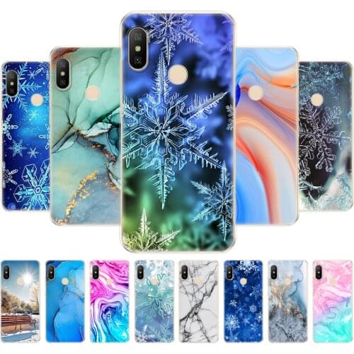 For Xiaomi MI A2 LITE Case Silicon Soft tpu Back Phone Cover For Xiomi MI A2 LITE Bags bumper marble snow flake winter christmas
