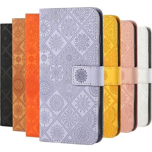 For Fundas OPPO A15 A 15 Leather Wallet Case On For OPPO A12 A 12 A11 A11K Flip Stand Floral Embossed Phone Cover OPPOA15 Coque